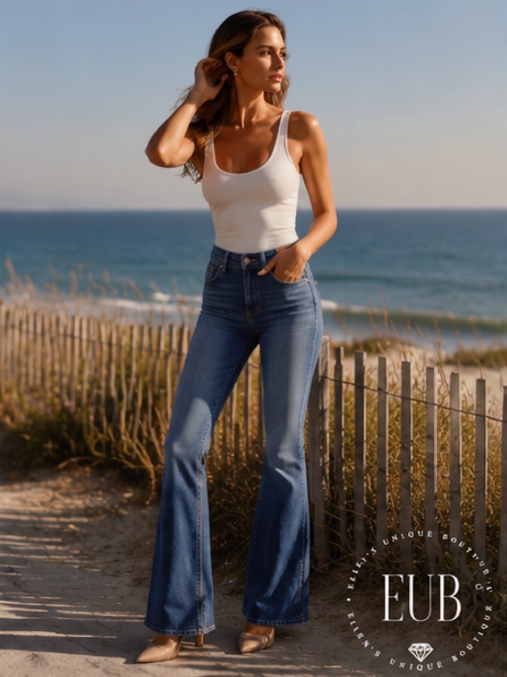 L’AGENCE Bell Flare Blue Denim Jeans Size 25 New